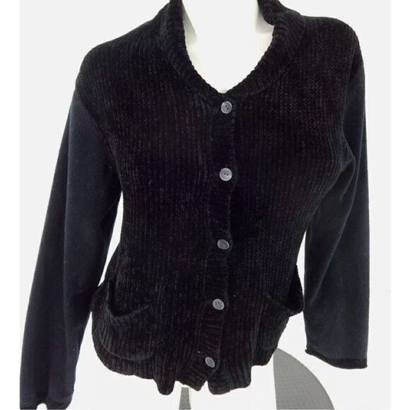 J JILL WOMENS BLACK WIDE WHALE CHENILLE CORDUROY CASUAL JACKET SIZE S - Picture 7 of 7